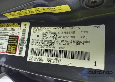 2017 Toyota Tundra Limited 5.7L V8 z USA, uszkodzony, nr VIN 5TFHW5F19HX593875